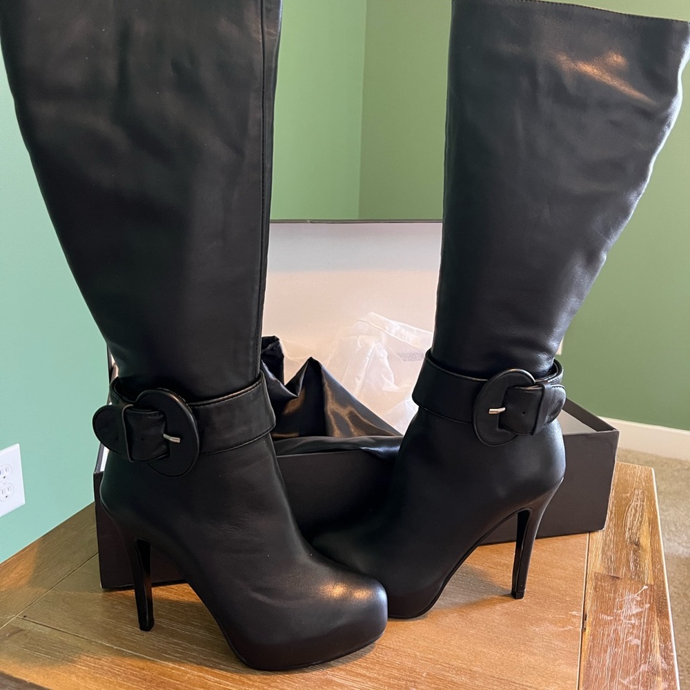 Others Follow Black Heeled Boots with Buckle